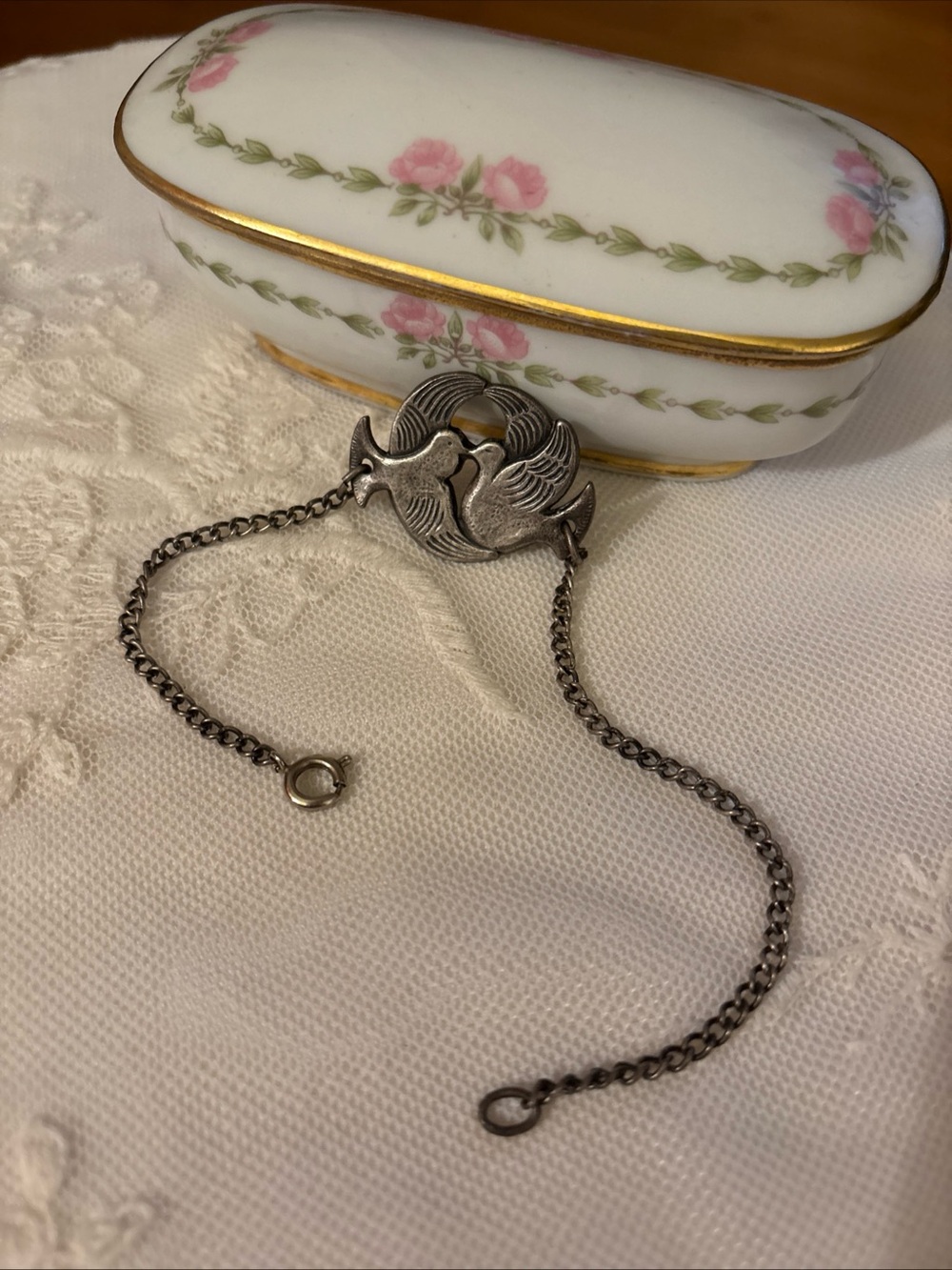 Antique Silver Dove Motif Bracelet France
